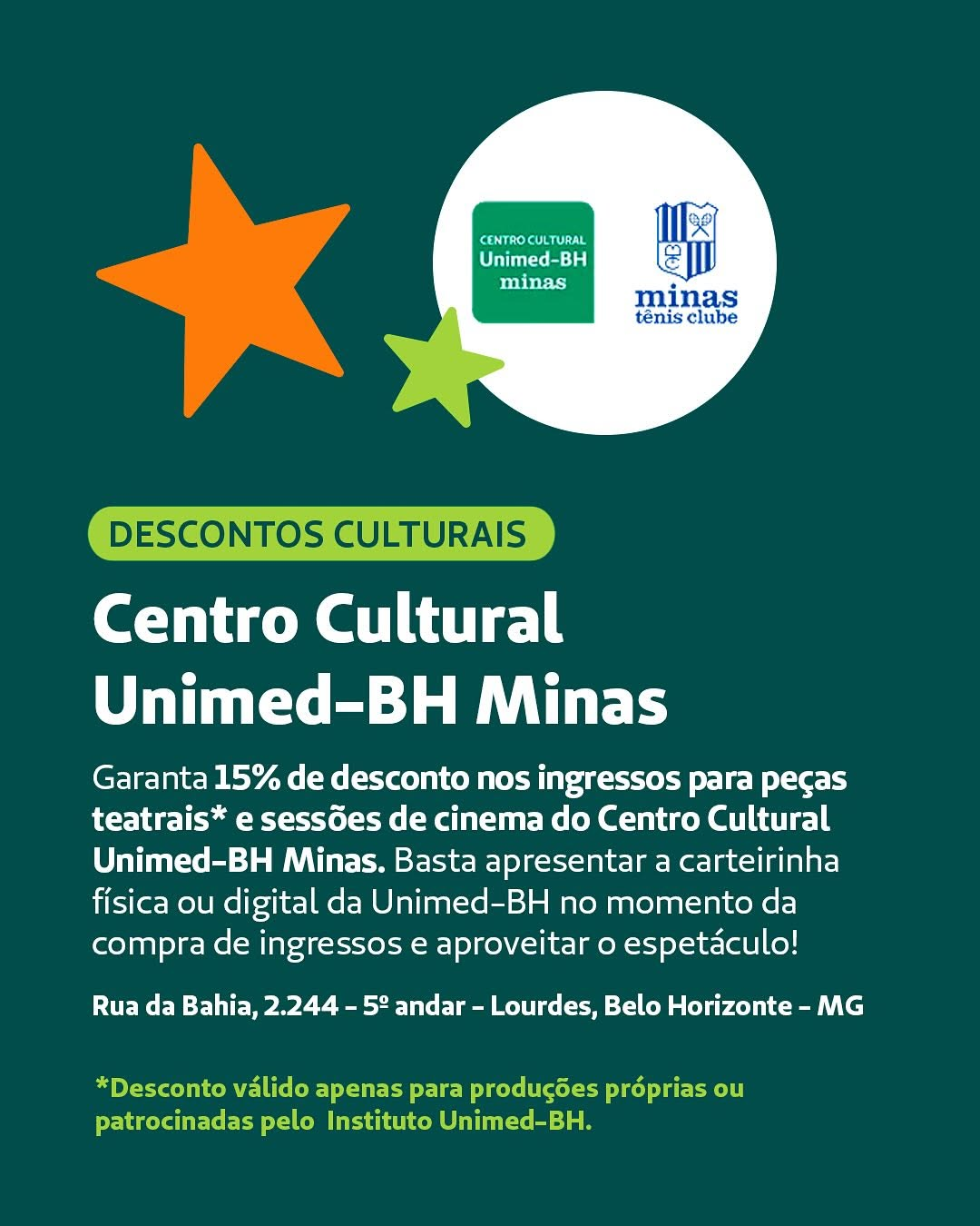 Desconto no Centro Cultural Unimed-BH Minas