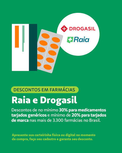 Descontos nas farmácias Raia e Drogasil